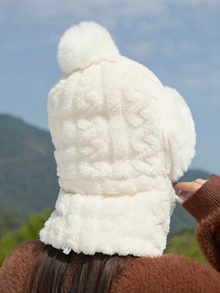 Side view of Urban Plain All Season Split Joint Heavyweight Vacation Non-Slip Coral Velvet Floppy Hats for Women