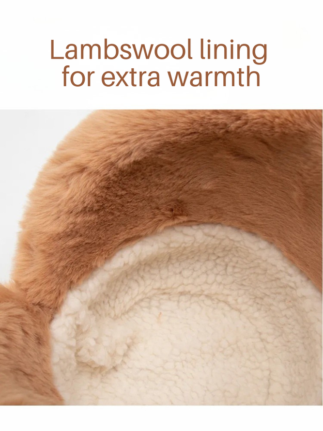 Side view of Women Casual Color Block All Season Polar Fleece Split Joint Heavyweight Vacation Floppy Hats