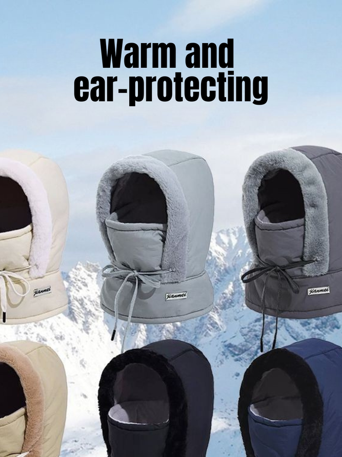 Side view of Women Color Block Casual All Season Split Joint Heavyweight Warmth Daily Cotton-Blend Floppy Hats