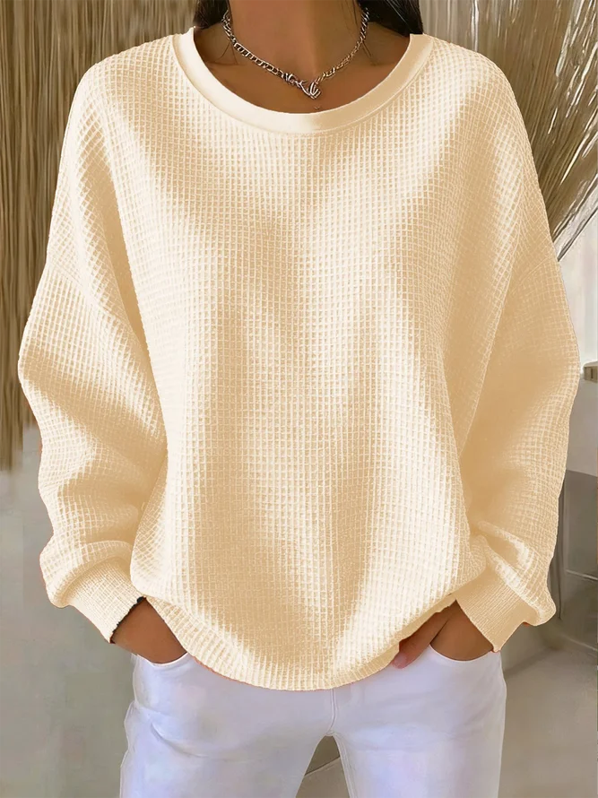 Women Plain Casual Long Sleeve Tee T-shirt Crew Neck Spring/Fall Top-image-17103324