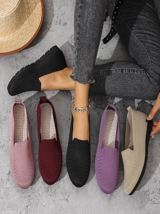 Women Simple Plain All Season Hollow out Daily Flat Heel Round Toe Mesh Fabric Shallow Shoes Shallow Shoes