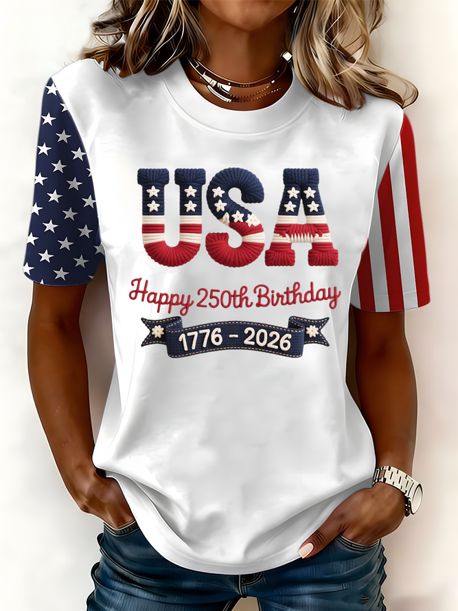 Women Text Letters Casual Short Sleeve Tee T-shirt Crew Neck Summer Top-image-17092525