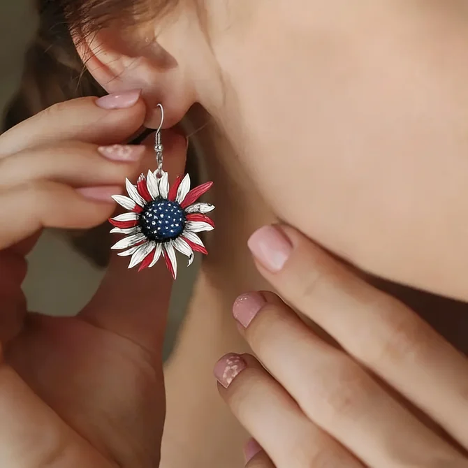 Casual All Season America Flag Going Out Dangle Acrylic Earrings for Women-image-17098282