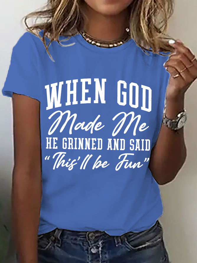 Women Text Letters Vintage Short Sleeve Tee T-shirt Crew Neck Summer Top-image-17092561