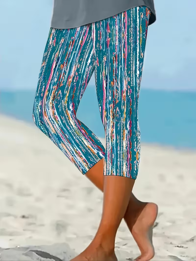 Women Abstract Casual Capris Leggings Summer Pants-image-17094991