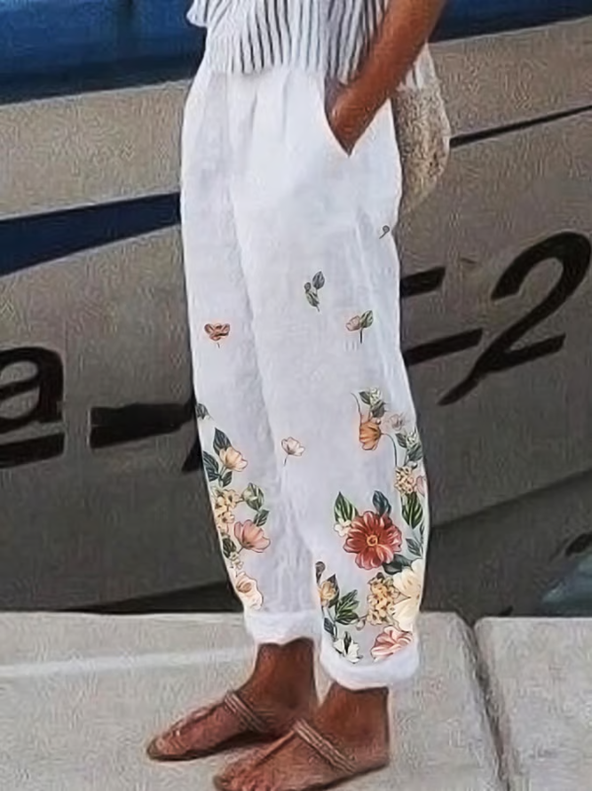 Women Floral Casual Long Baggy Pants Spring/Fall Pants-image-17095155
