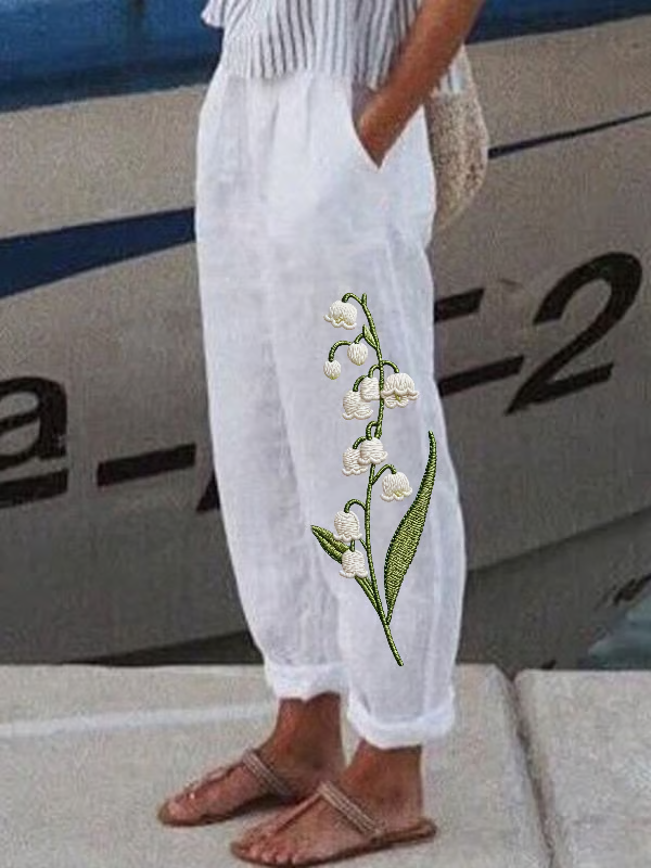 Women Floral Casual Long Baggy Pants Spring/Fall Pants-image-17095174