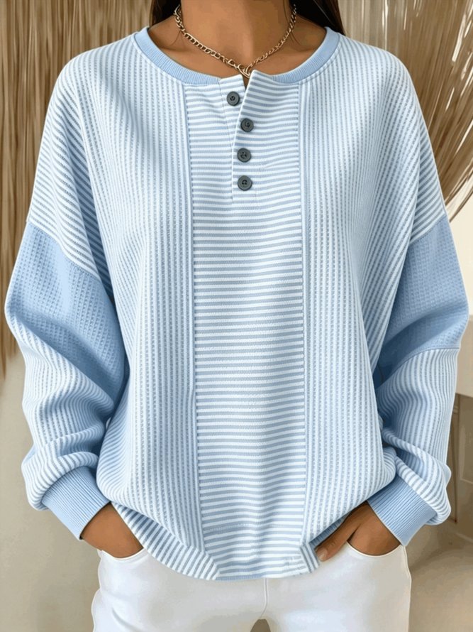 Women Striped Casual Long Sleeve Spring/Fall Sweatshirts-image-17112127