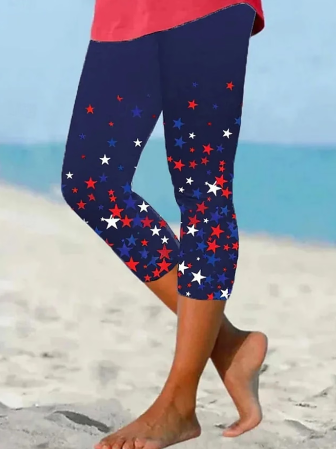Women Independence Day (Flag) Casual Capris Leggings Summer Pants-image-17103478