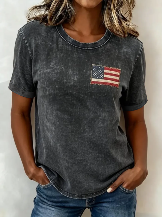 Women Independence Day (Flag) Casual Short Sleeve Tee T-shirt Crew Neck Summer Printing Graphic Tee Top-image-17108732