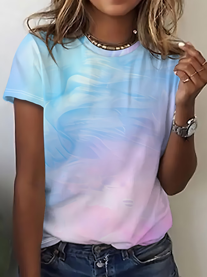 Women Abstract Casual Short Sleeve Tee T-shirt Crew Neck Summer Printing Graphic Tee Top-image-17110151