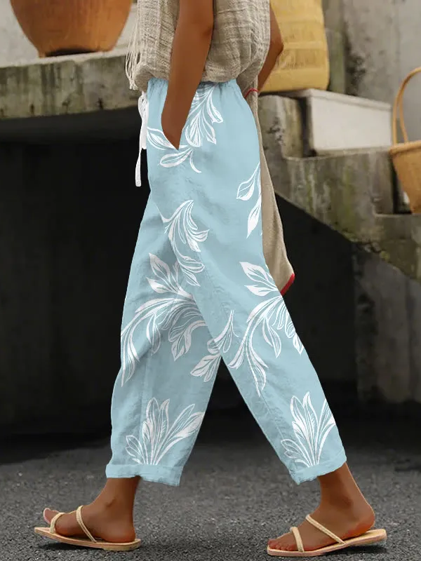 Women Floral Casual Long Baggy Pants Spring/Fall Pants-image-17112728