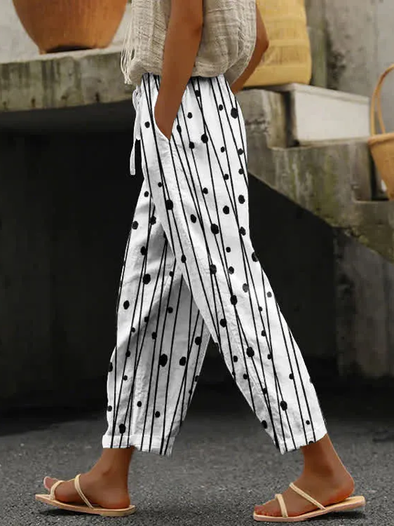 Women Abstract Casual Long Baggy Pants Spring/Fall Pants-image-17112680