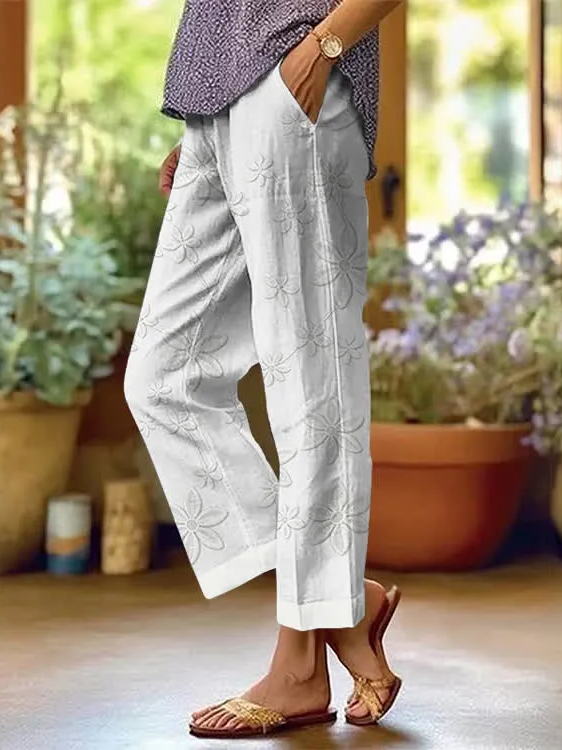 Women Floral Casual Long Baggy Pants Spring/Fall Pants-image-17112692