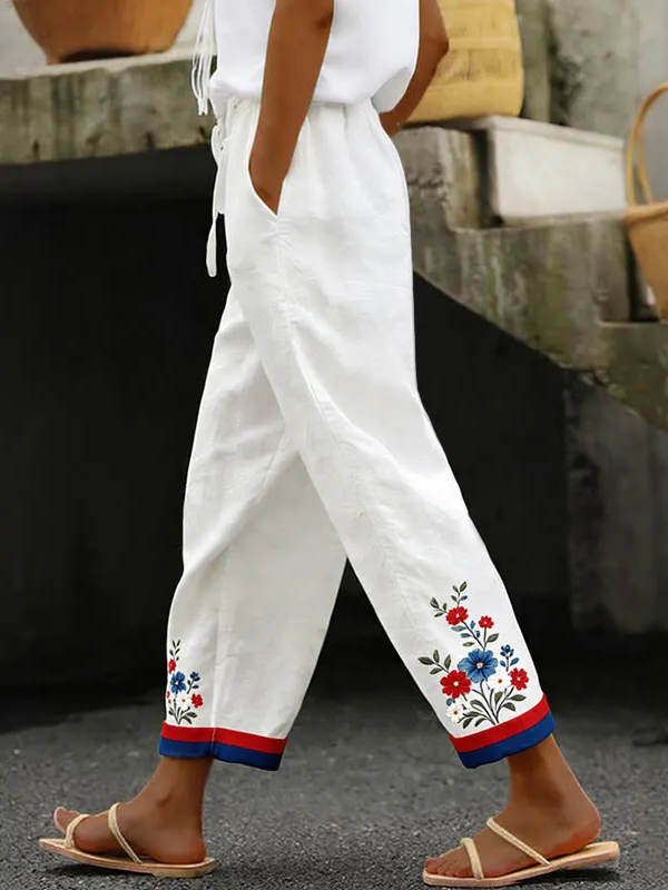 Women Floral Casual Long Baggy Pants Spring/Fall Pants-image-17113567
