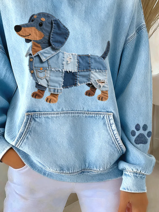 Side view of Women Dog Casual Hoodie Long Sleeve Spring/Fall Hoodies
