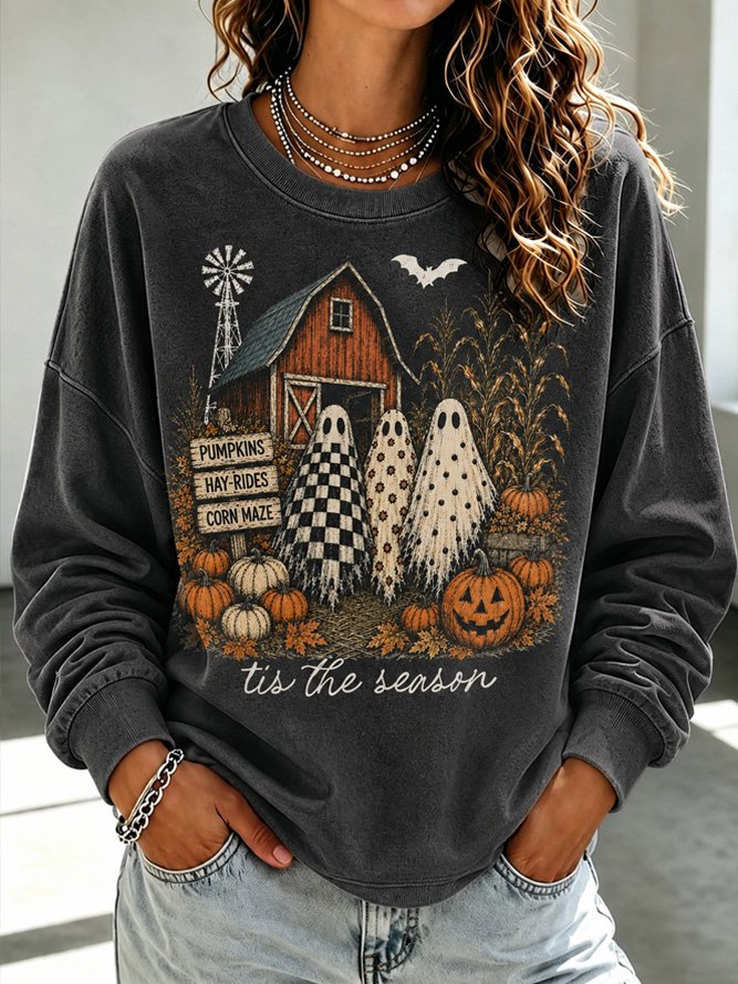 Women Text Letters Casual Crew Neck Long Sleeve Spring/Fall Sweatshirts