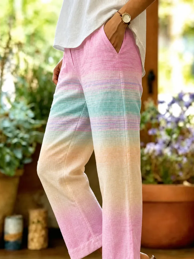 Side view of Women Abstract Casual Long Baggy Pants Spring/Fall Pants