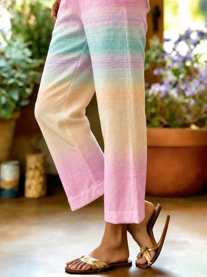 Side view of Women Abstract Casual Long Baggy Pants Spring/Fall Pants