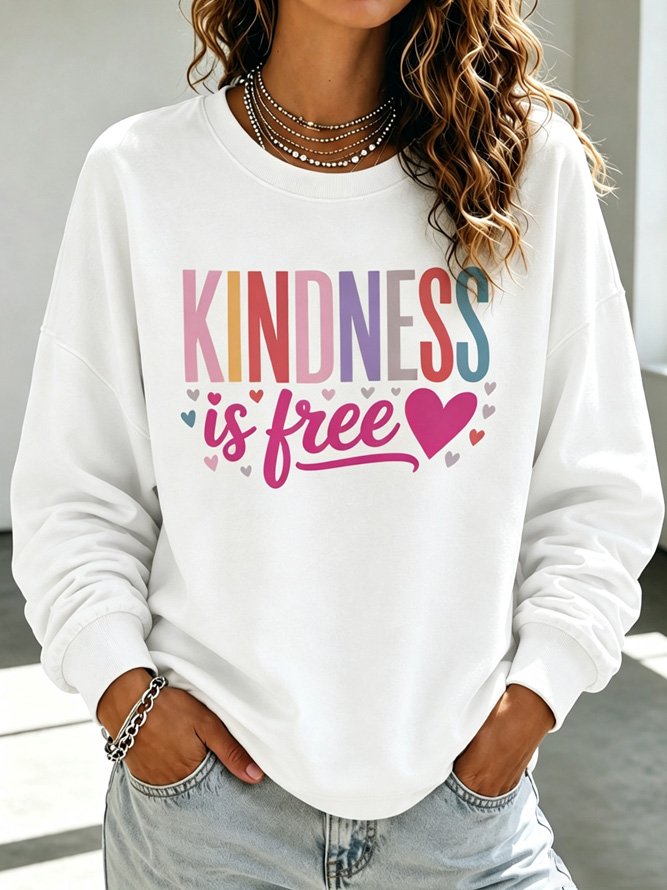 Women Text Letters Casual Crew Neck Long Sleeve Spring/Fall Sweatshirts-image-17150403