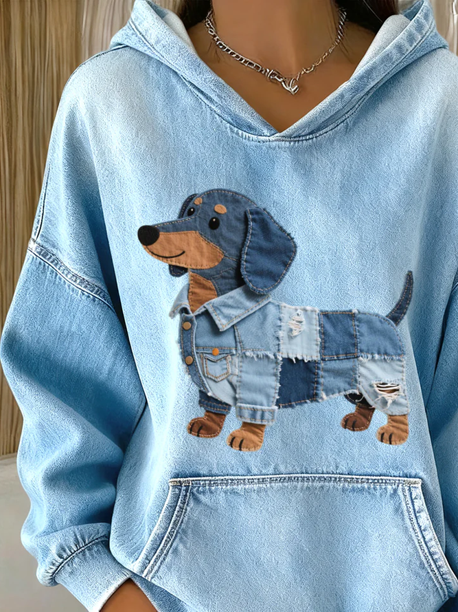 Side view of Women Dog Casual Hoodie Long Sleeve Spring/Fall Hoodies