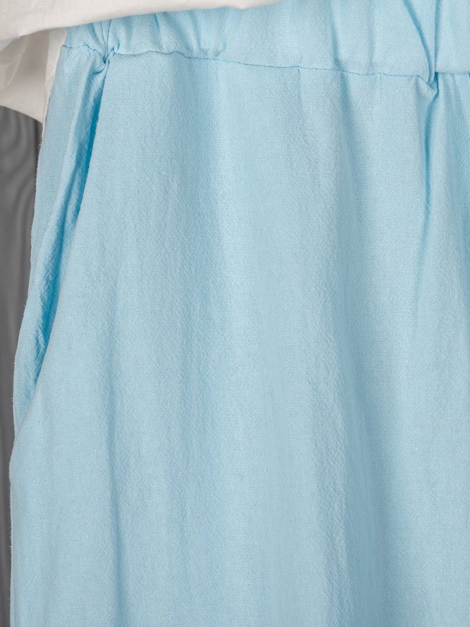 Paneled Linen Casual Pants