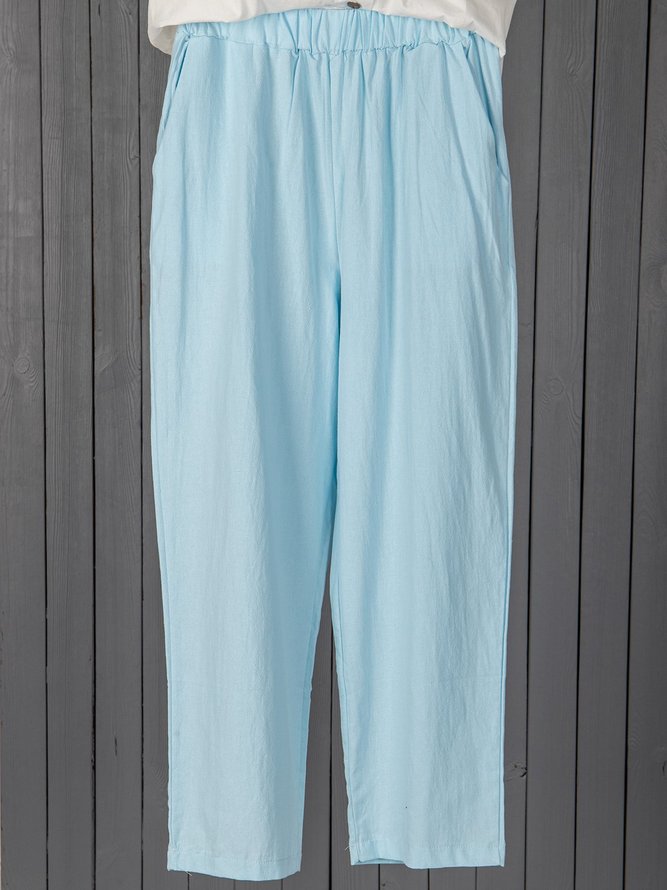Paneled Linen Casual Pants