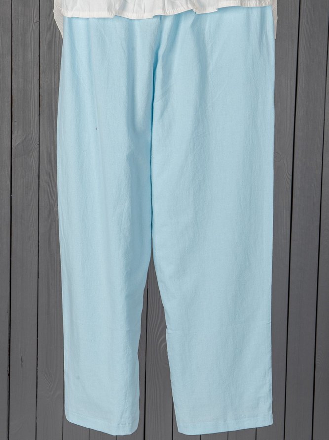Paneled Linen Casual Pants