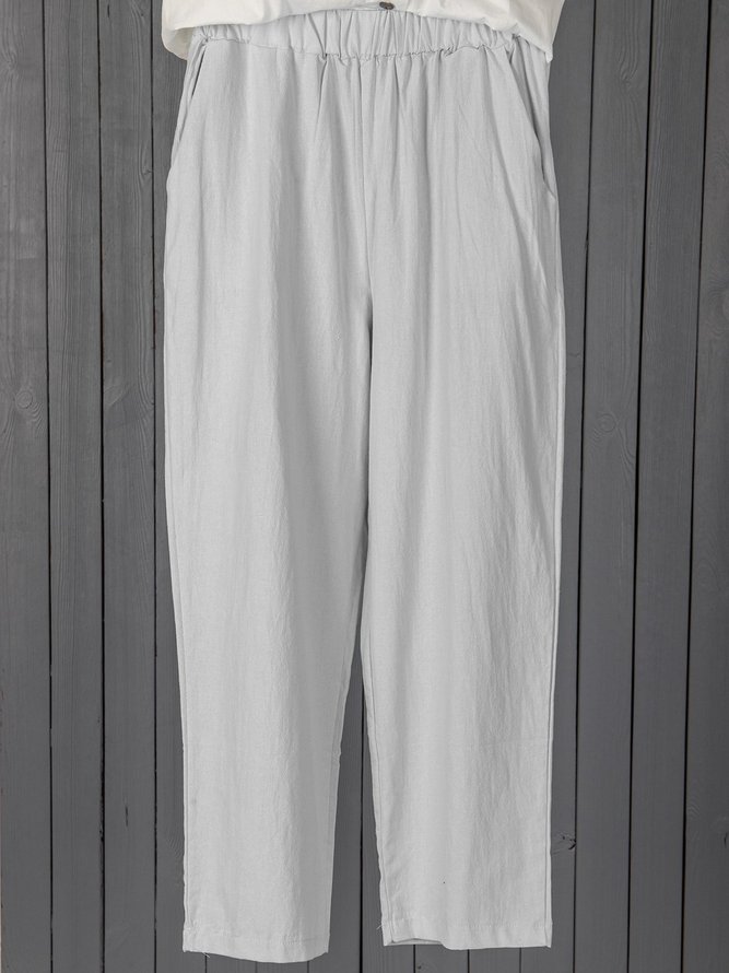 Paneled Linen Casual Pants