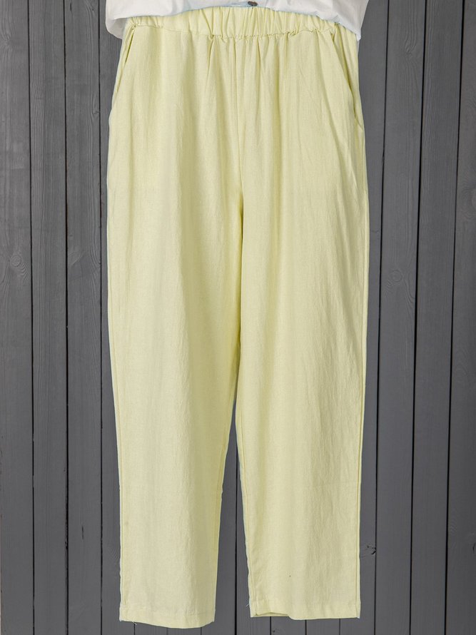 Paneled Linen Casual Pants