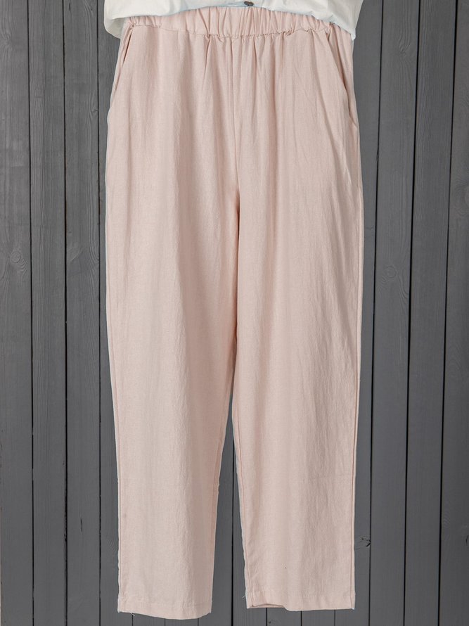 Paneled Linen Casual Pants