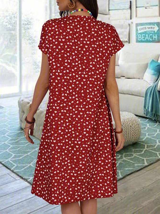 JFN V Neck Polka Dots Casual Midi Dresses 