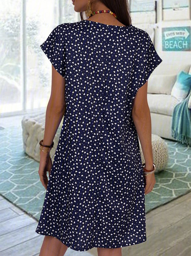 JFN V Neck Polka Dots Casual Midi Dresses 