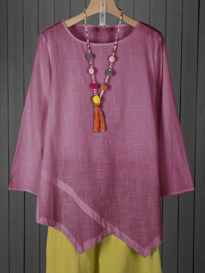 JFN Round Neck Solid Basic Tunic Top