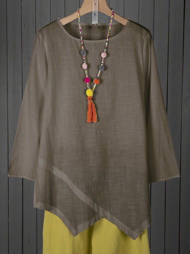 JFN Round Neck Solid Basic Tunic Top