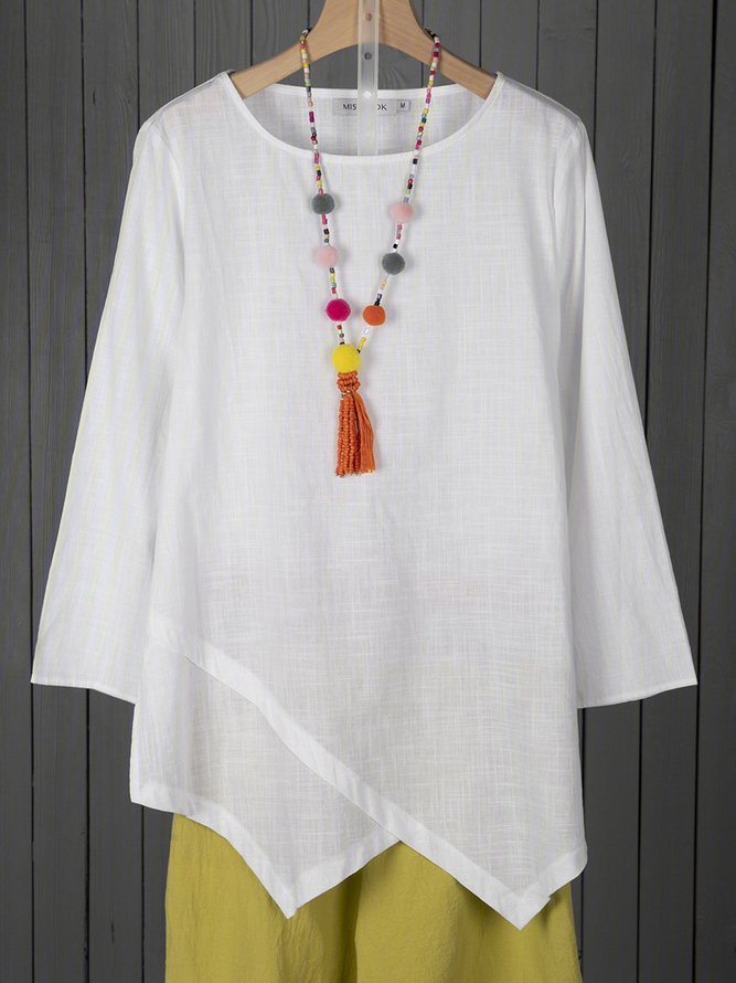 JFN Round Neck Solid Basic Tunic Top