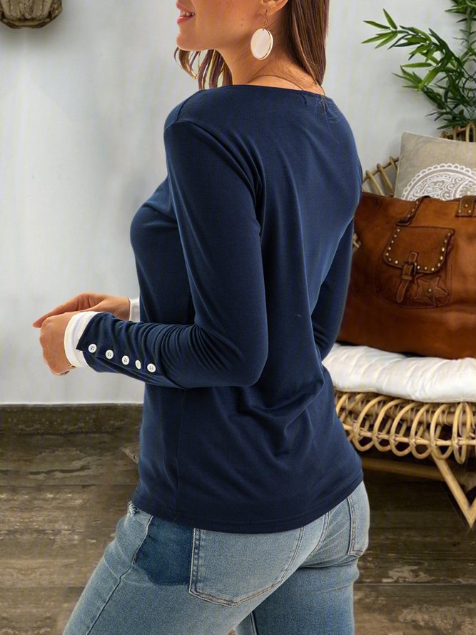 2 in 1 Buttoned Crew Neck Shirt Top