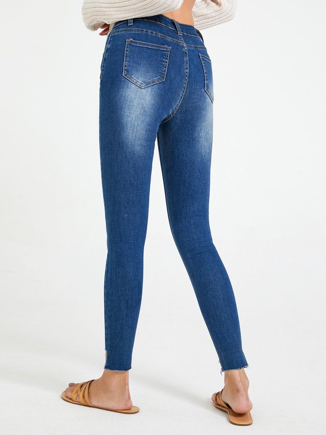 Blue Casual Cotton Jeans