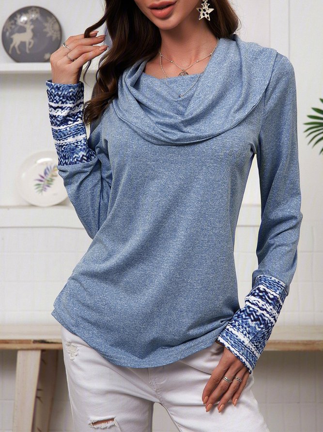 Tribal Vintage Cowl Neck Long Sleeve Shirt Top | justfashionnow