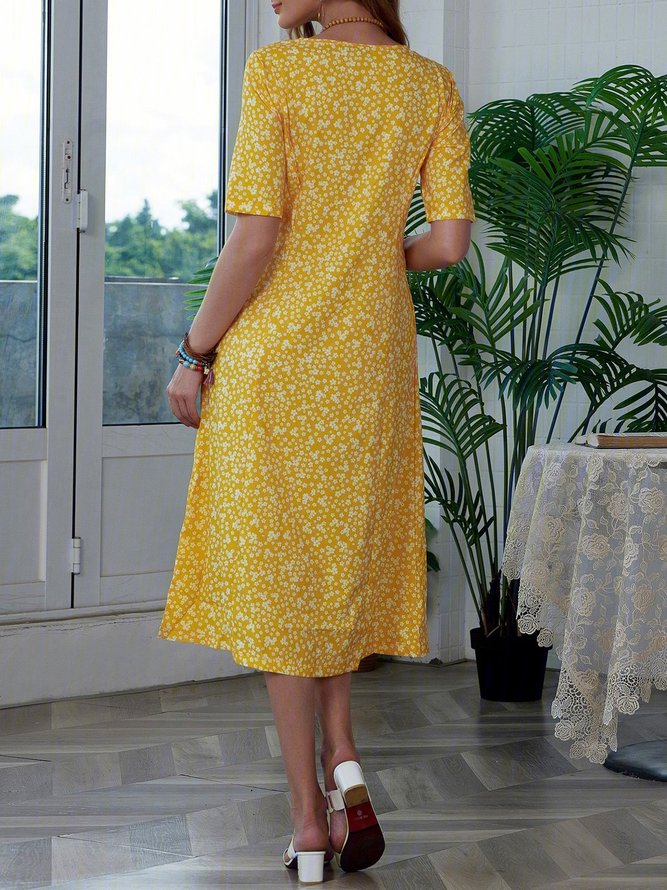 JFN Round Neck Floral Vacation Midi Dresses justfashionnow