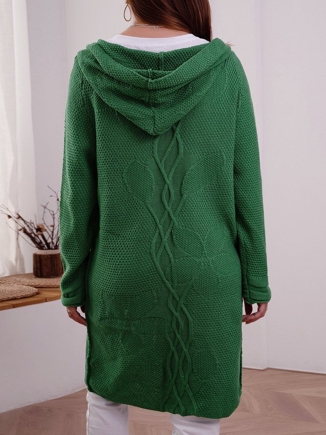 Floral Hooded Knitted Cardigan Plus Size Sweater coat