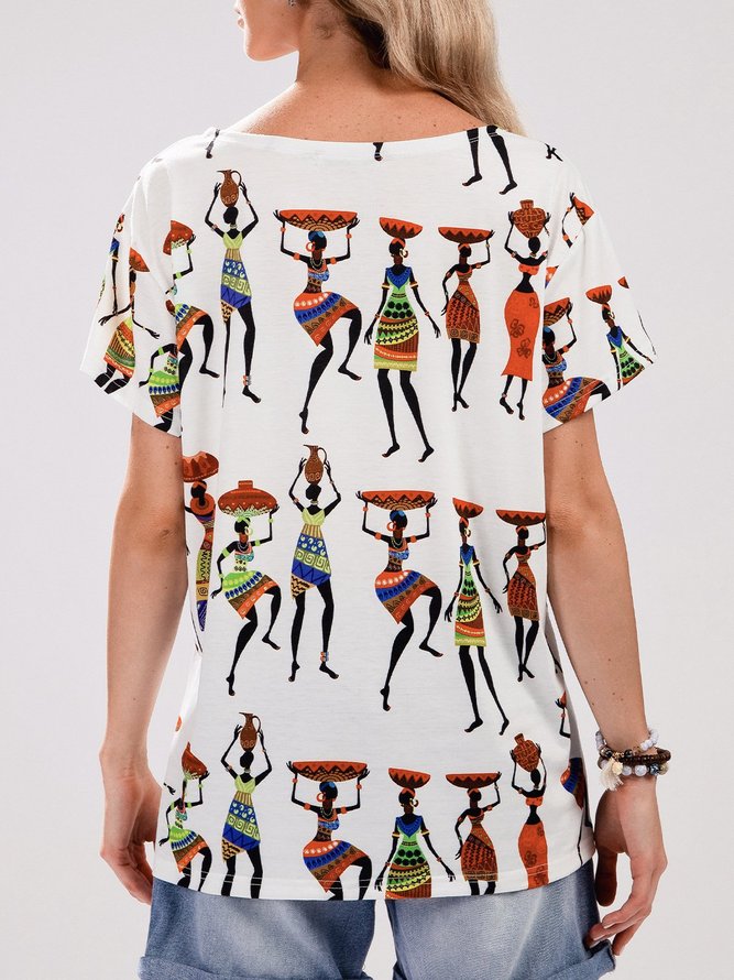 Cotton Short Sleeve Printed Tops
