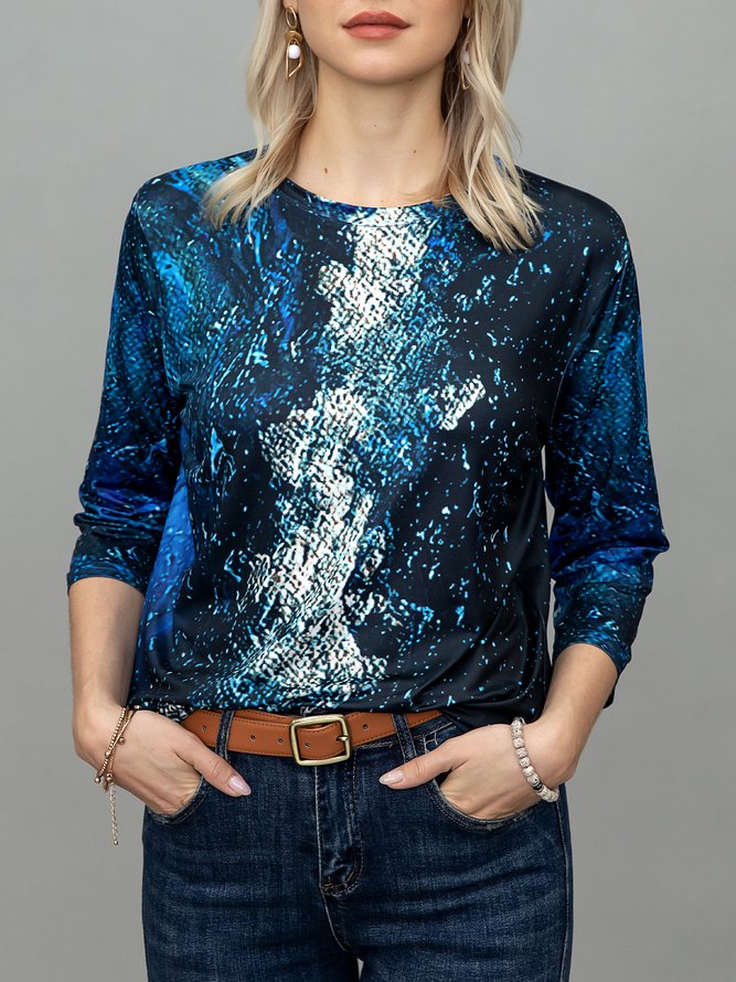 JFN Crew Neck Colorblock Casual Sweatshirt
