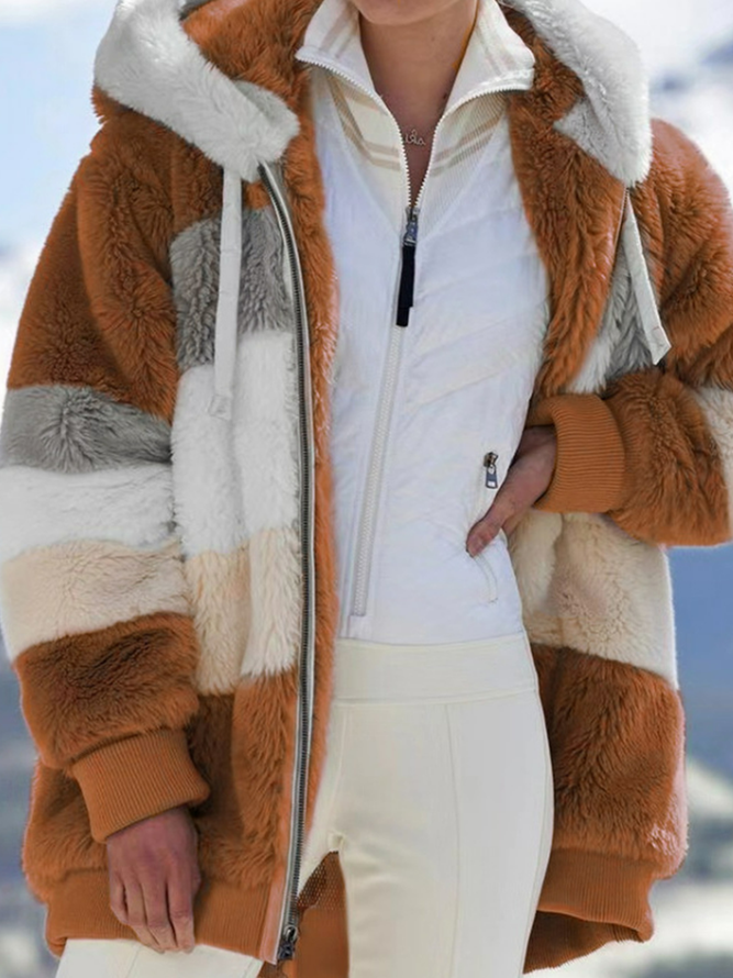 Colorblock Zip Sherpa Hoodie