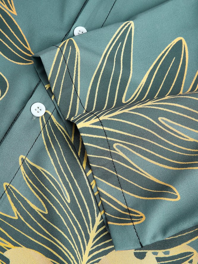 Mens Floral Print Casual Breathable Hawaiian Short Sleeve Shirt