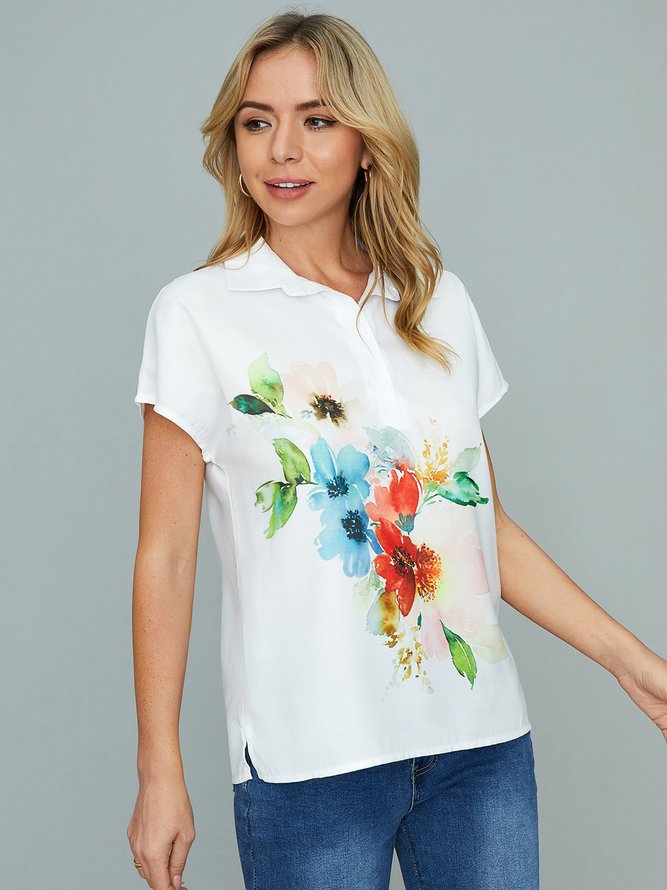 Cotton Blends Vacation Buttoned Shirts & Tops