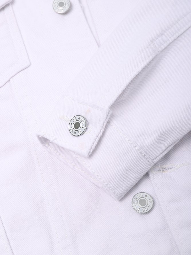 New cotton blend solid denim jacket long sleeve top