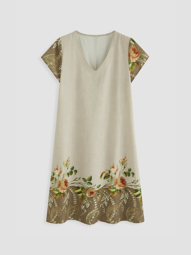 JFN V Neck Floral Vacation Mini Dress 
