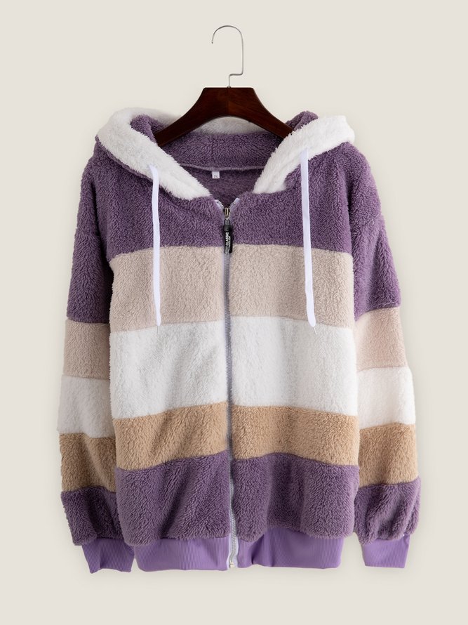 Colorblock Zip Sherpa Hoodie