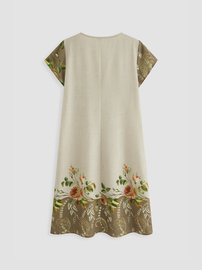 JFN V Neck Floral Vacation Mini Dress 
